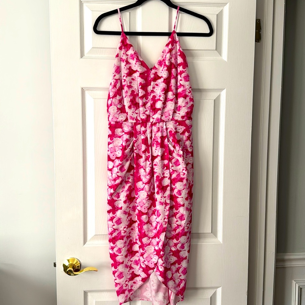 Chelsea28 Tulip Hem Pink Floral Dress
